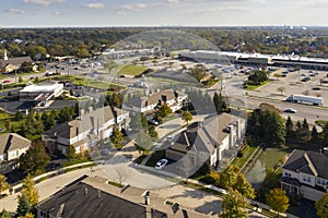 Townhouses and Shopping Center Aerial