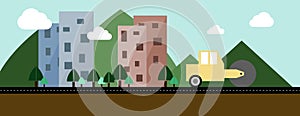 Towns under Construction, flat illustration