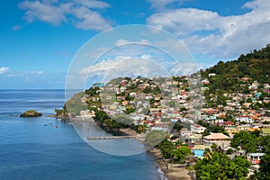 Townscape of the Barrouallie on the hills in Saint Vincent, Saint Vincent and the Grenadines