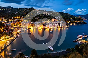 Townscape of Portofino by night