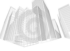 Townscape wireframe building