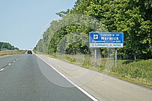 Township of Warwick Sign On Highway 402 In Ontario, Canada