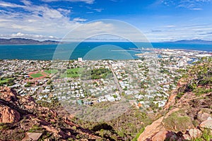 Townsville City and Magnetic Island from Castle Hill Queensland Australia