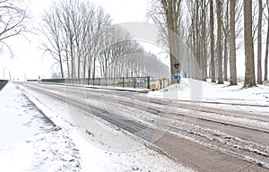 Towpath for cyclists and pedestrians during the winter