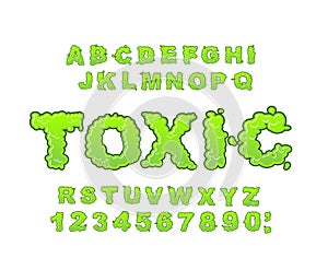 Toxic font. Green liquid ABC. Acid typography. Radiation alphabet. Poison letters