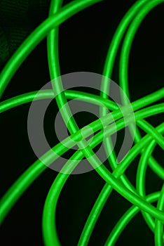Toxic green luminous electroluminescence wires with different shapes and structures.