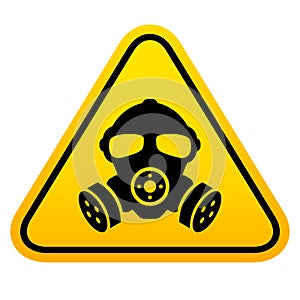 Toxic hazard warning sign with gas mask