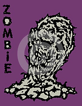 Toxic head of zombie. Vector illustration.