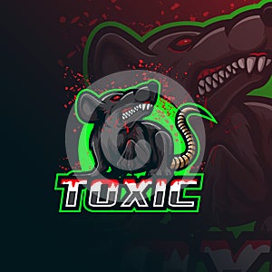 Toxic mascot logo design vector with modern illustration concept style for badge, emblem and tshirt printing. angry rat