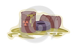 Toxic radiation waste in barrels, leakage vector