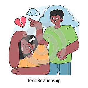 Toxic relationship. Emotional abuse and manipulation. Heartbroken girl