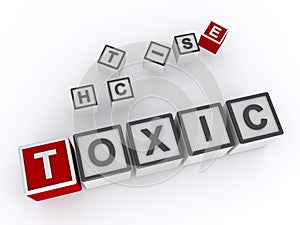 toxic word block on white