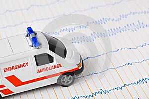 Toy ambulance car on ecg