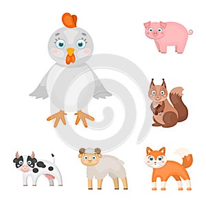 Toy animals cartoon icons in set collection for design. Bird, predator and herbivore vector symbol stock web