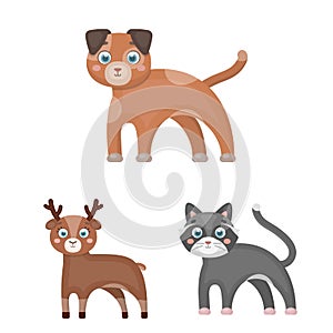 Toy animals cartoon icons in set collection for design. Bird, predator and herbivore vector symbol stock web