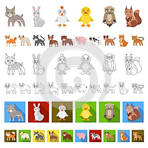 Toy animals cartoon icons in set collection for design. Bird, predator and herbivore vector symbol stock web