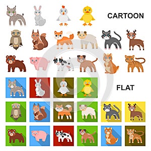 Toy animals cartoon icons in set collection for design. Bird, predator and herbivore vector symbol stock web