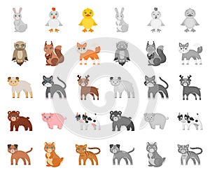 Toy animals cartoon,mono icons in set collection for design. Bird, predator and herbivore vector symbol stock web