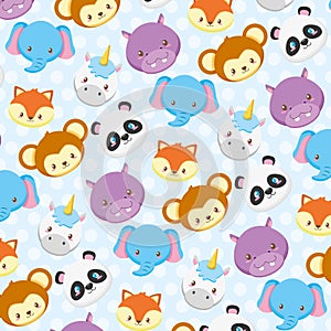 toy animals faces baby shower background