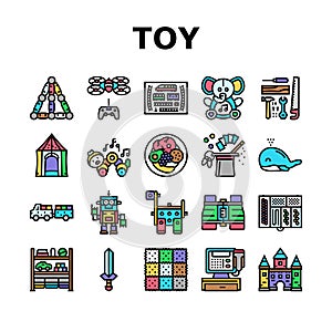 toy baby child kid play icons set vector