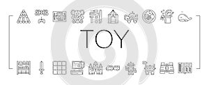 toy baby child kid play icons set vector