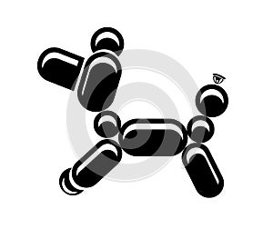 Toy balloon dog. Clown animal trick. Focus circus simple style logo icon vector illustration isolated