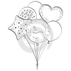 A toy balloon or party balloon pop art vector. Set coloring