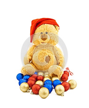 Toy bear in a Christmas cap