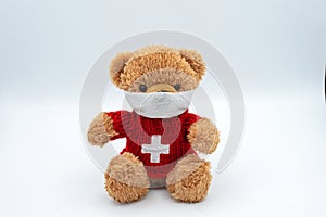 Toy bears in protective masks photo