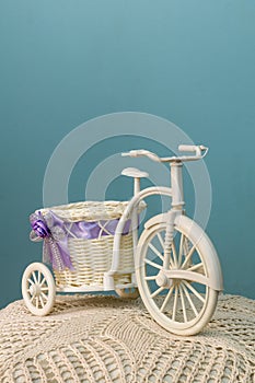 Toy bike on a blue background