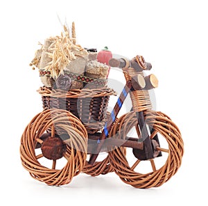 Toy bike with wheat.