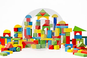 Toy Blocks City, Baby House Building Bricks, Kids Wooden Cubic photo