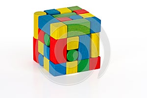 Toy Blocks Jigsaw Rubics Cube, puzzle pieces on white