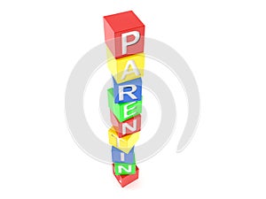 Toy blocks in parenting text