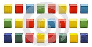Toy Blocks, Wood Cube Bricks, Multicolor Wooden Cubic Boxes photo