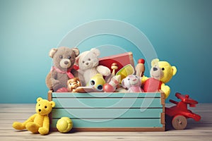 Toy box in kid room. Generate ai