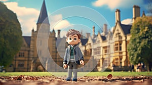 Toy Boy In Front Of Rendered Oxford Building