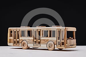 Toy for boys, handmade wooden bus.