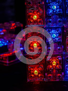 Toy bricks with bright LED lights