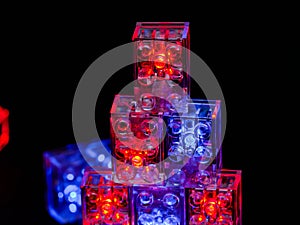 Toy bricks with bright LED lights