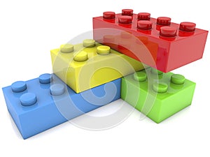 Toy bricks stacked in corner