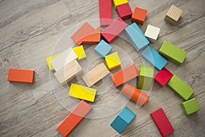 Toy building blocks on the floor