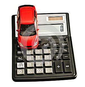 Toy car and calculator.