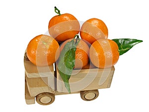 Toy car with mandarins photo