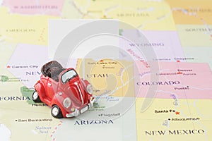 Toy car on map