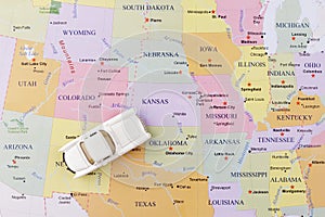 Toy car on map