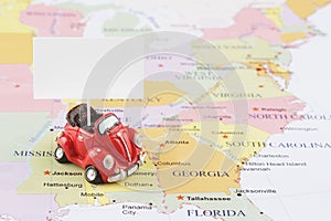 Toy car on map