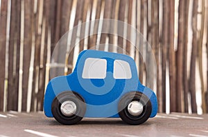 Blue wooden toy car