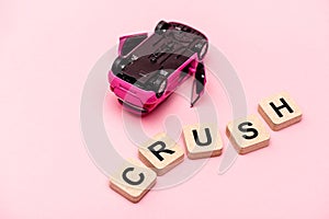 Toy car and word crush on