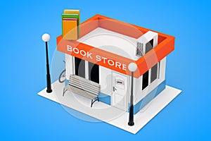 Toy Cartoon Book Shop or Book Store Building Facade. 3d Rendering